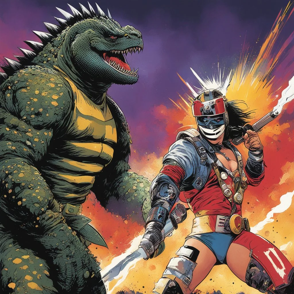 [art by Greg Smallwood] Mil Mascaras vs. Godzilla (tank_girl)