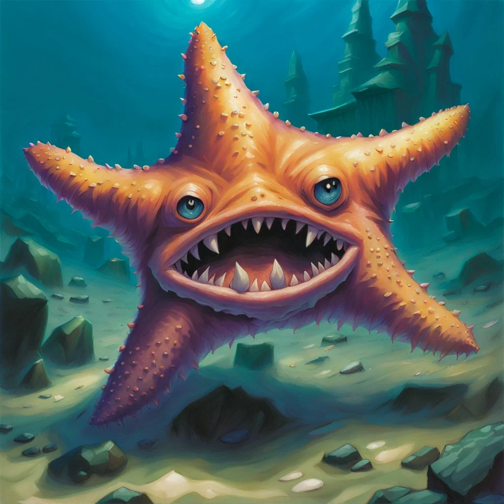 fantasy 90's tcg starfish creature artwork