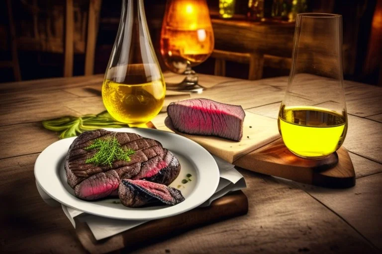 a good garlic Brasov steak and a glass of chilled wine