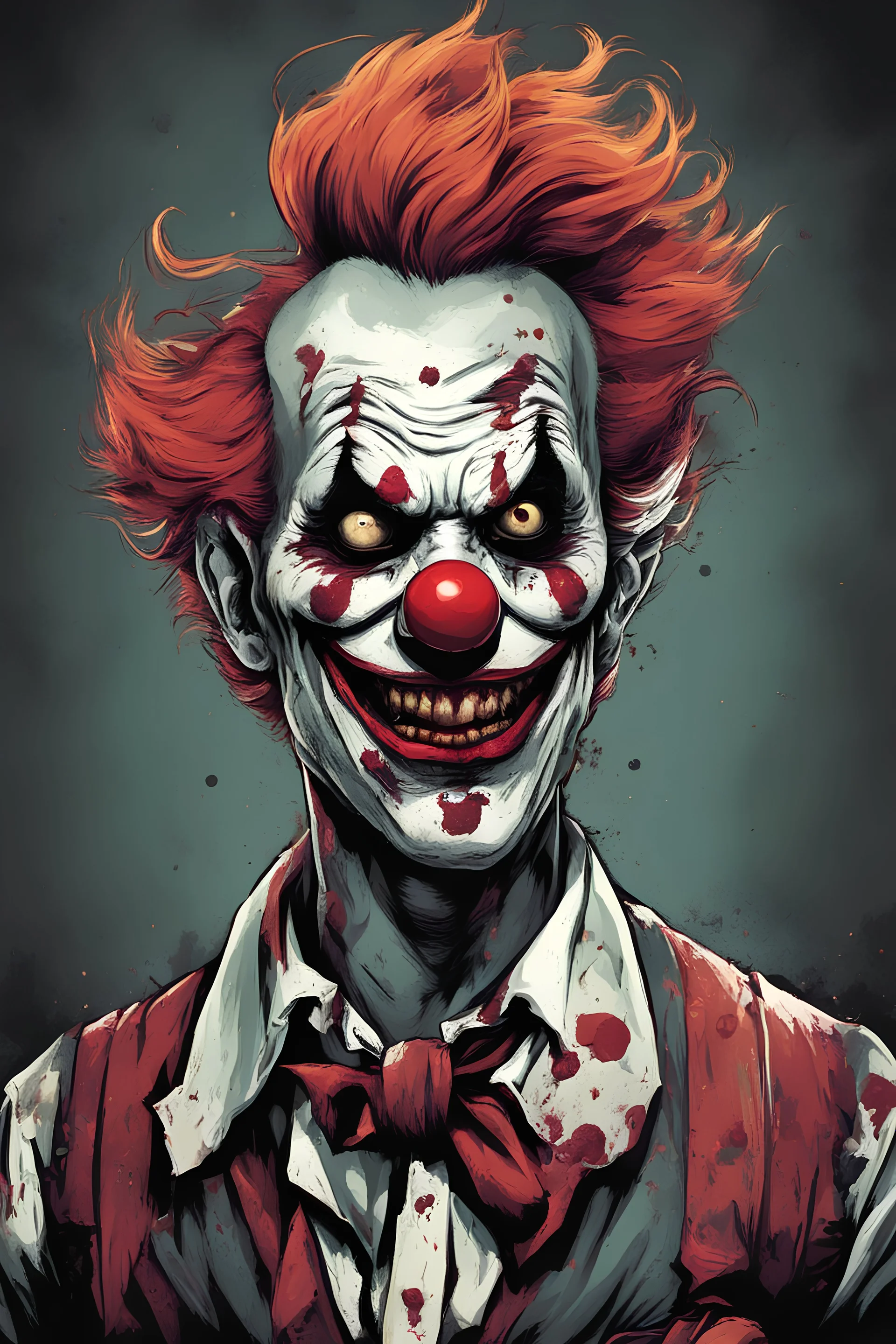 A zombie clown in comic style