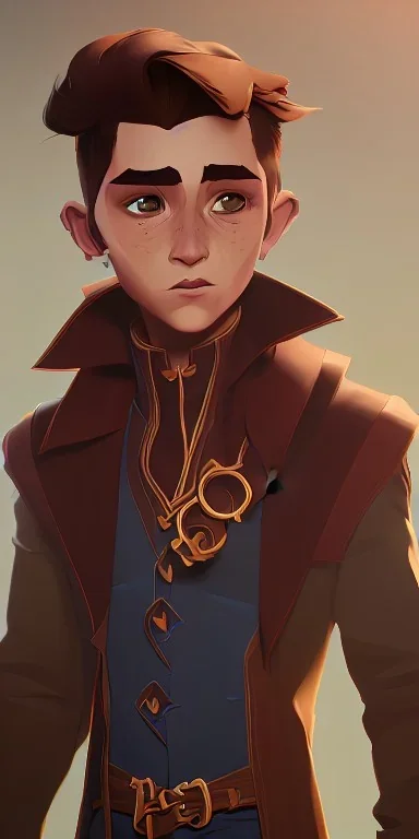 A young little handsome brown haired warlock kid by Nick Harris