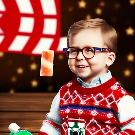 ralphie peter billingsley glasses, cbubby boy in argyle sweater, holding a bar of red soap