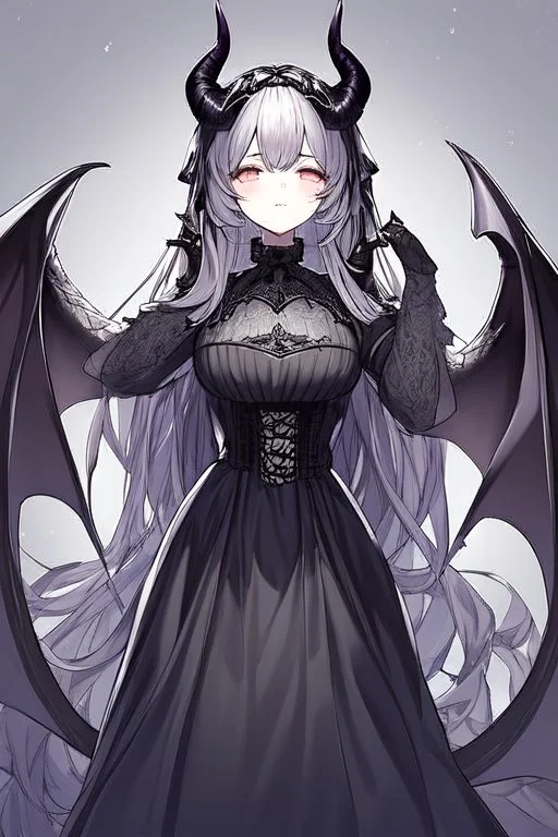 a young gothic demon girl with horns