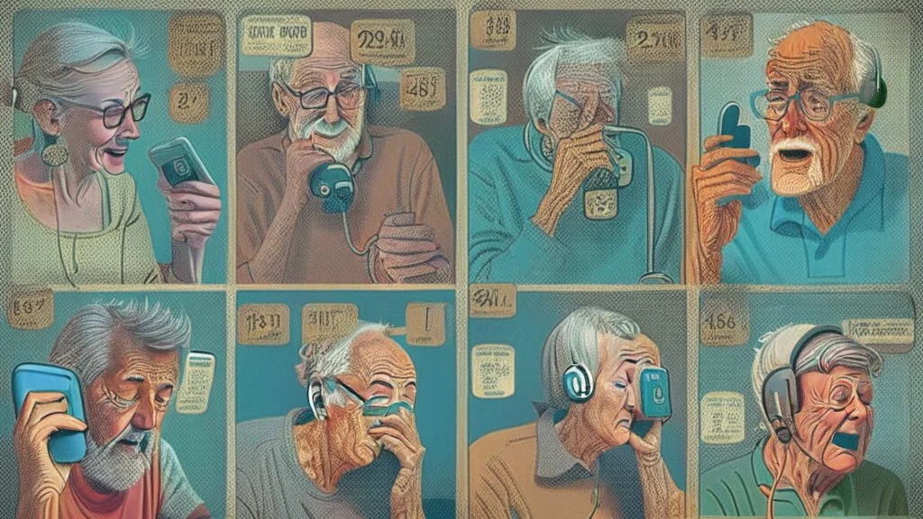 8 panels showing 8 different 40 year olds talking on the phone