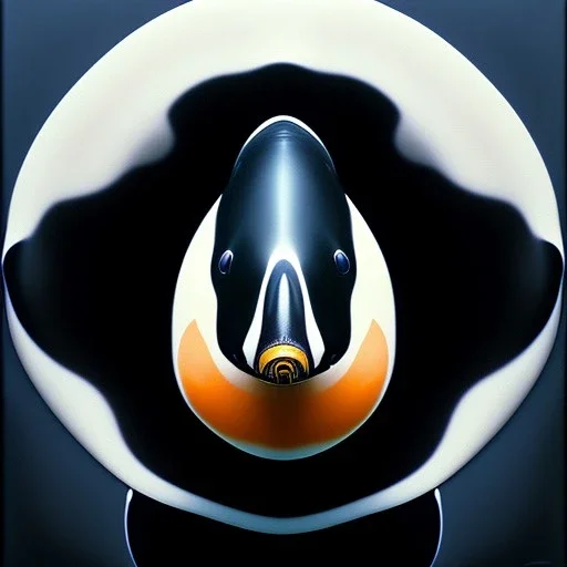 oil on canvas portrait of ORcinus Orca , perfect composition, perfect anatomy, perfect contrast, intrincate detail, with two eyes, only one mouth, intense stare, realistic image, high resolution 8k, by Caravaggio