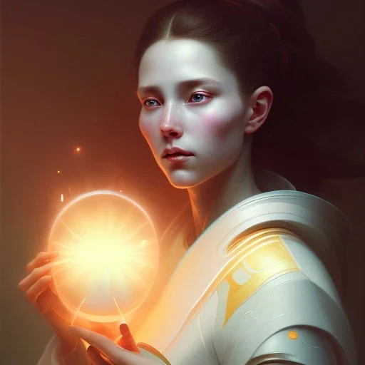 A woman drinking a cup of cosmic energy bright light, illustration by Ruan Jia and Mandy Jurgens and William-Adolphe Bouguereau, Artgerm, 4k, digital art, surreal, anime style, space dandy style, highly detailed, godsend, artstation, digital painting, concept art, smooth, sharp focus, illustration by Ruan Jia and Mandy Jurgens and William-Adolphe Bouguereau, Artgerm