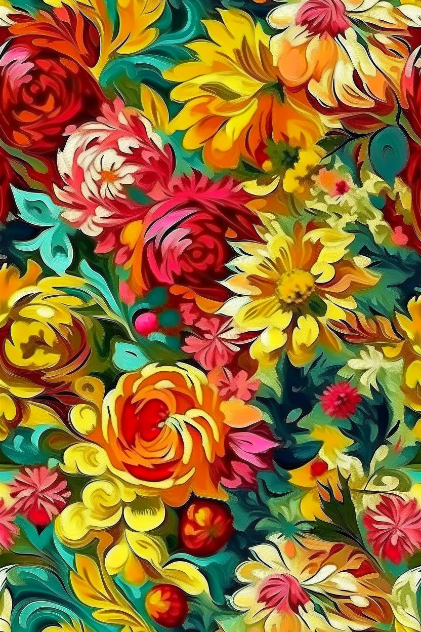 flowers floral pattern in the style of Pierre-Auguste Renoir -- 3d