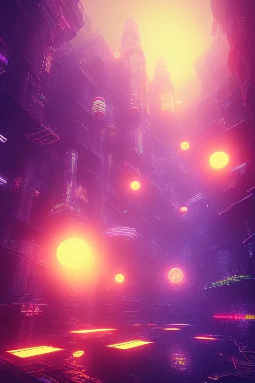 He world is falling apart and you like that, 3d ambient, neon light, incrate detail