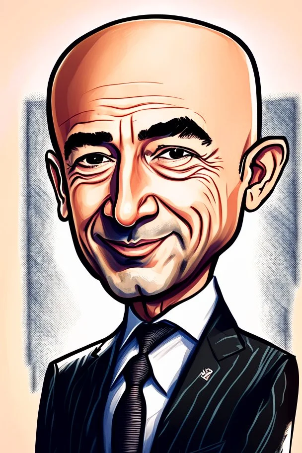 Jeff Bezos American businessman , cartoon 2d