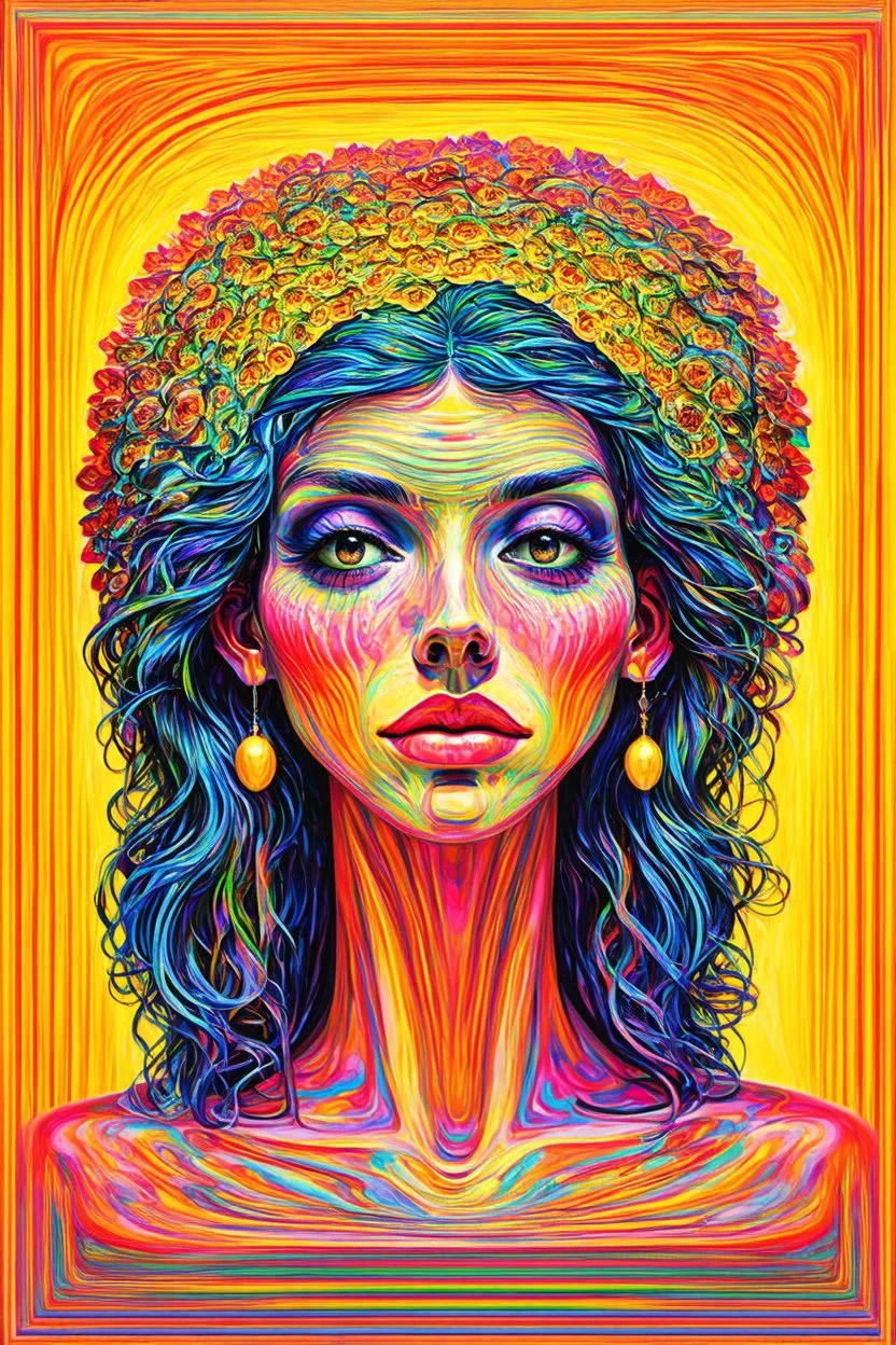 harmony of mind body and spirit; Lowbrow post-modern art with a technicolor color palette