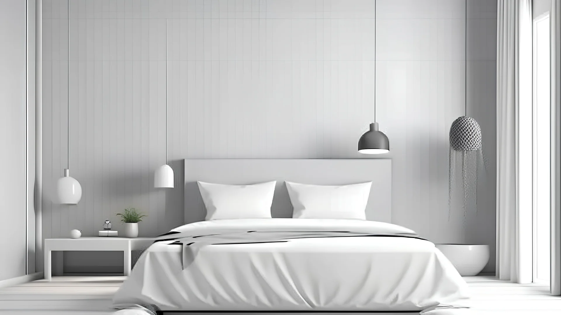 Home mockup, simple bedroom interior background, 3d render