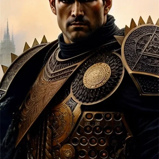 portrait 'Guts-Berserk',ancient metal armor ,painting by gaston bussiere, greg rutkowski, yoji shinkawa, yoshitaka amano, tsutomu nihei, donato giancola, tim hildebrandt, oil on canvas, cinematic composition, extreme detail,fit full head inside picture,16k