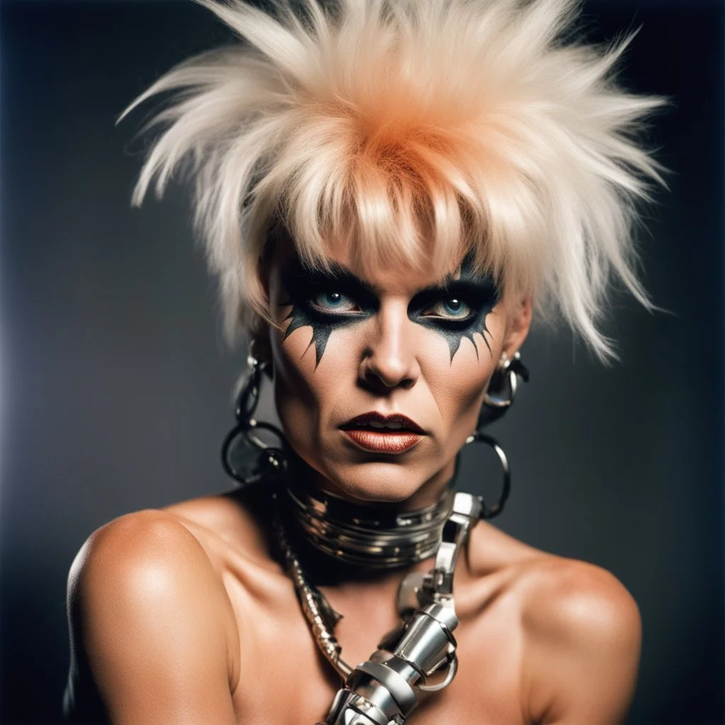 dramatic portrait of Wendy O Williams of the plasmatics,