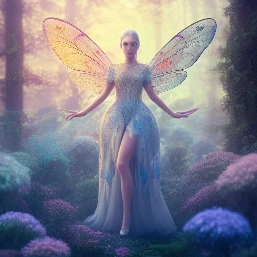 intricate details, realistic, octane,colorfull unreal engine, ,zoomed out + portrait, volumetric lighting, shiny,extreme detail, Photorealism, High detail, Hyper realistic fairy with butterflies in a forest, macro lens blur,abstract paint, sharp,eos5d mark 4, ef 85mm 5.6, focus