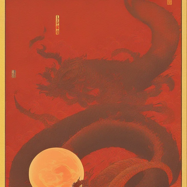  Ukiyo-e style, red sun