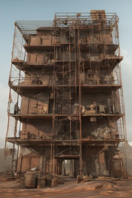 african portrait, rusted clocks, rust, scaffolding, perfect face, high detail