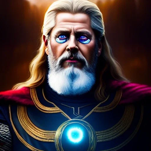 Ultra detailed fullbody Portrait in oil on canvas of Odin with asgardian armor with eye patch,extremely detailed digital painting, extremely detailed face,crystal clear eyes, mystical colors ,perfectly centered image, perfect composition, rim light, beautiful lighting,masterpiece,8k, stunning scene, raytracing, anatomically correct, in the style of robert e howard and Wizyakuza and Ohrai Noriyoshi and Simon Bisley and uncannyknack