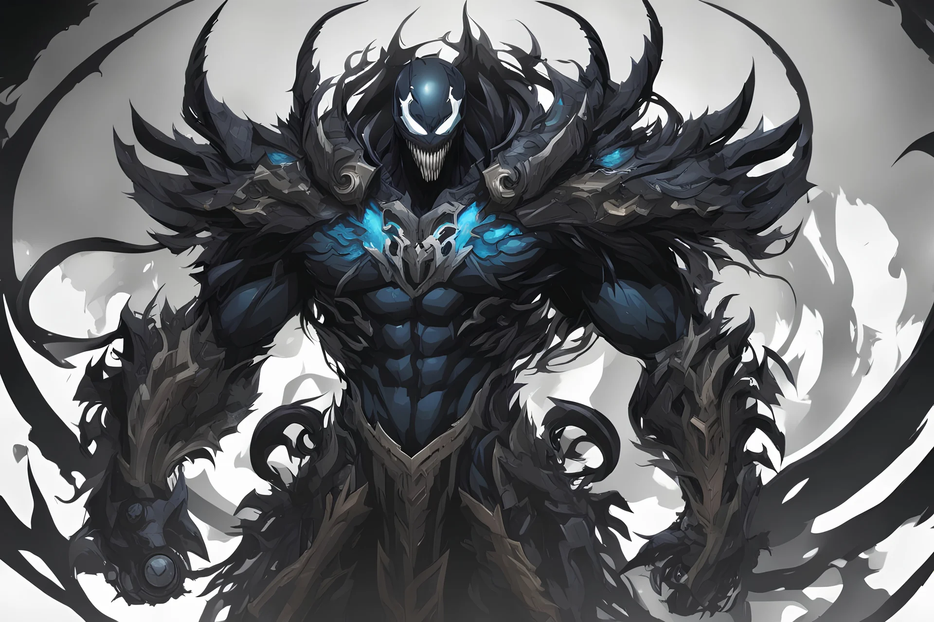 venom machine in solo leveling shadow artstyle, viking them, full body, apocalypse, intricate details, highly detailed, high details, detailed portrait, masterpiece,ultra detailed,best quality