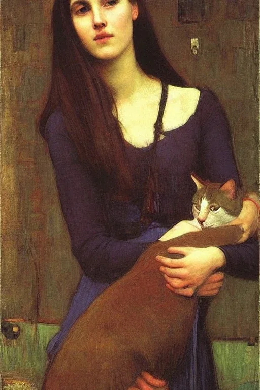 Woman with a cat. John William Waterhouse