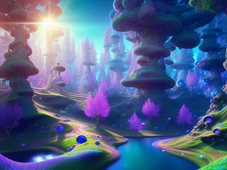 colorful crystal cosmic and galactic ambiance underground hill sky rocks sunny trees pools surreal, full of details, smooth, bright sunshine，soft light atmosphere, light effect，vaporwave colorful, concept art, smooth, extremely sharp detail, finely tuned detail, ultra high definition, 8 k, unreal engine 5, ultra sharp focus