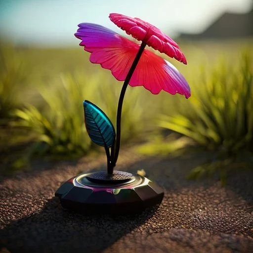 Surreal Waiizii Flower under a glass sculpture unbrella, Art by Joshy Sly,