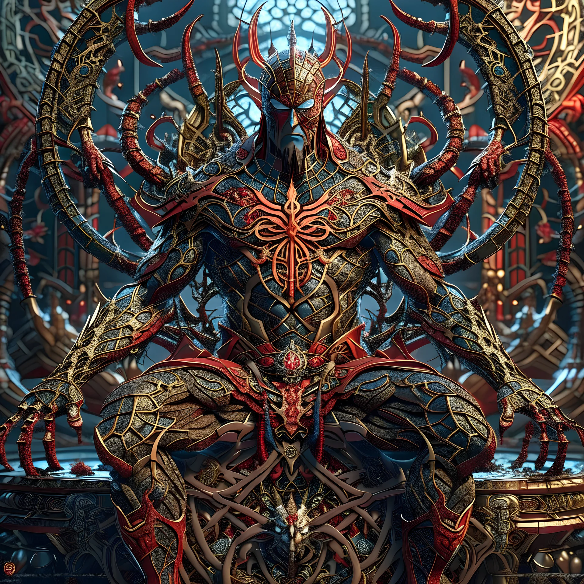 Fhoto full body, reality, Raw, spiderman as king god war, digital art, intricate details, powerful composition, captivating, , trending on artstation, sharp focus, studio photo, intricate details, highly detailed, by addie_digi
