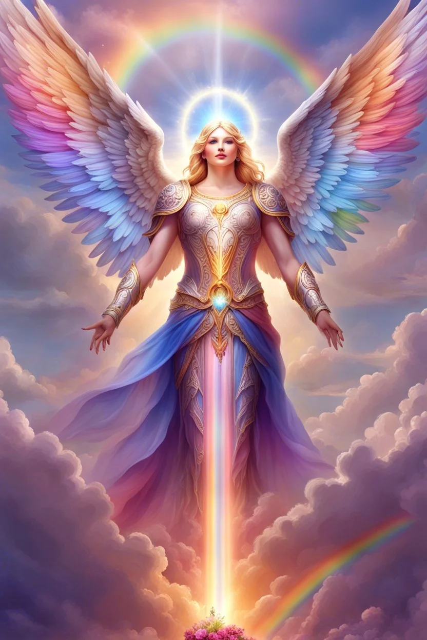 Beautiful angel, ufos, rainbows, beautiful colors gardens , flowers, cascades