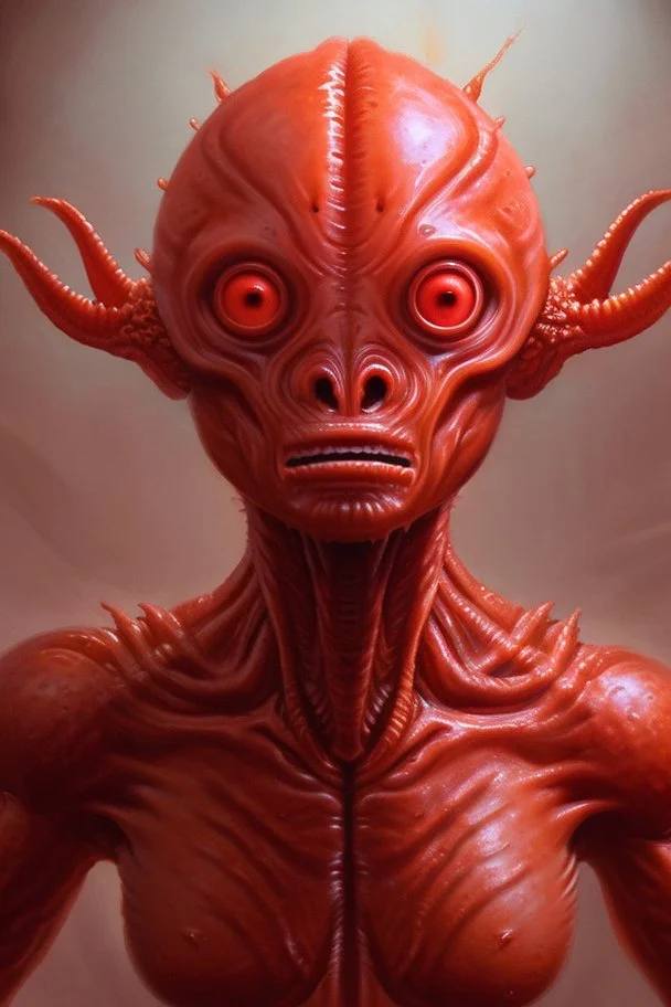 Red flesh creature,multiple eyes, high details, high quality