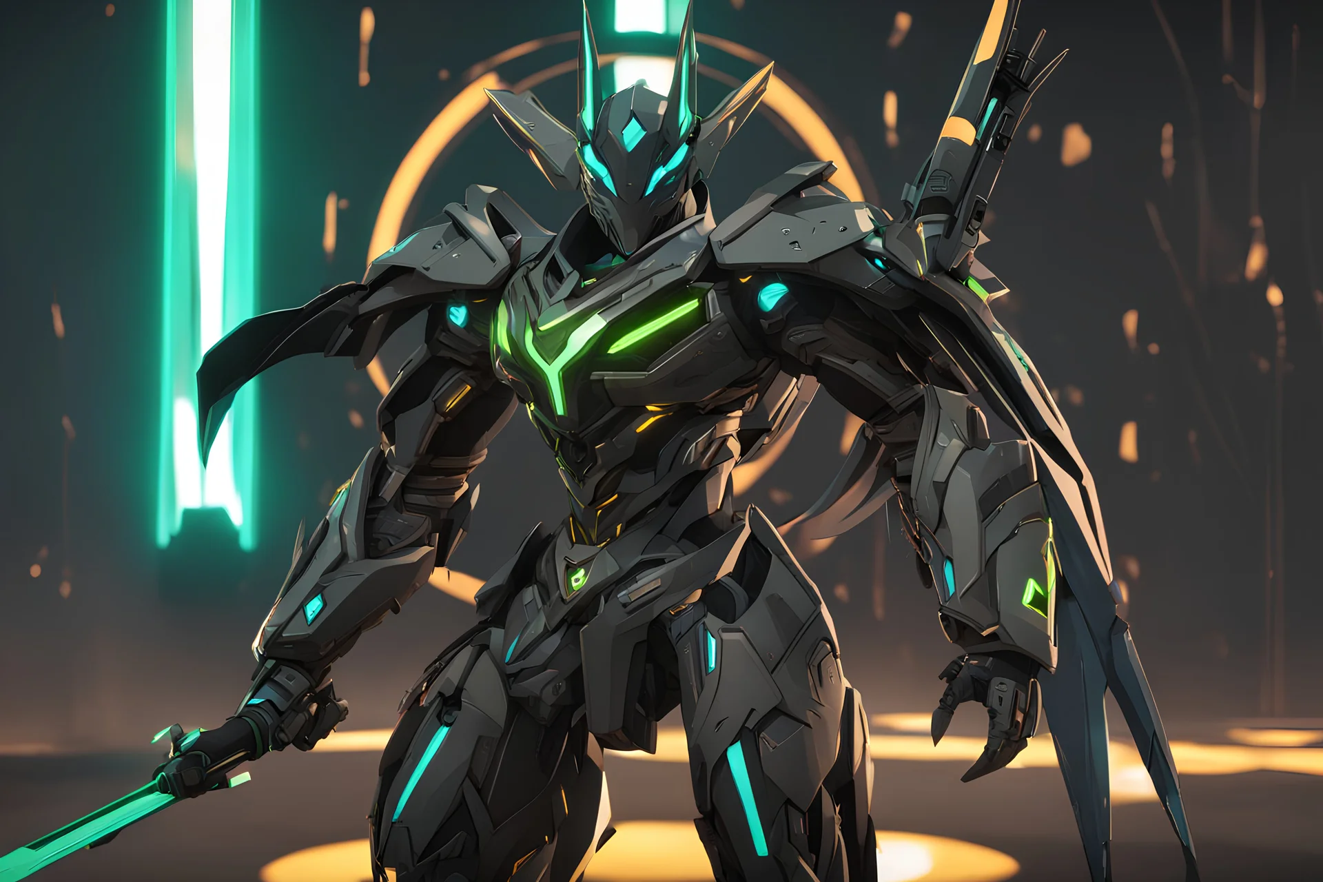 Genji machine in 8k solo leveling shadow artstyle, anubis them, neon effect, full body, Desert, intricate details, highly detailed, high details, detailed portrait, masterpiece,ultra detailed, ultra quality