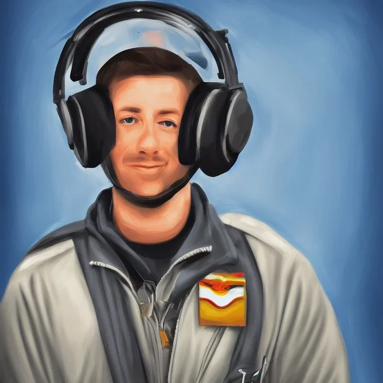 digital painting portrait of an airplane pilot