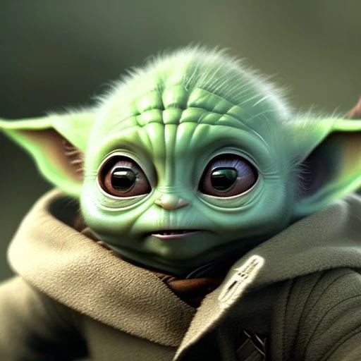 super cute photorealistic portrait of a baby yoda, star wars, intricate, headshot, highly detailed, sharp focus, cinematic lighting,