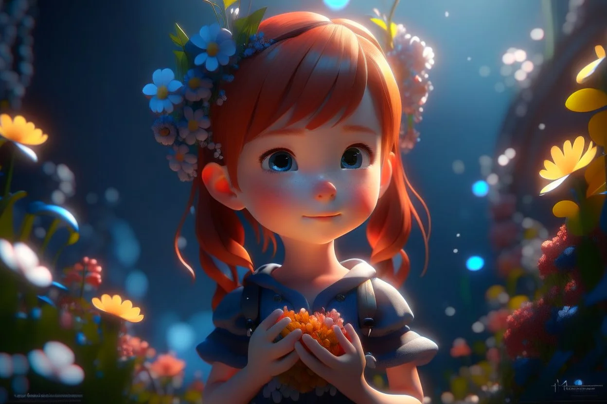 Cute chibi girl, flowers in sunshine, heart and love, ethereal, cinematic postprocessing, bokeh, dof Weight:1 detailed matte painting, deep color, fantastical, intricate detail, splash screen, complementary colors, fantasy concept art, 8k resolution trending on Artstation Unreal Engine 5 Weight:0.9