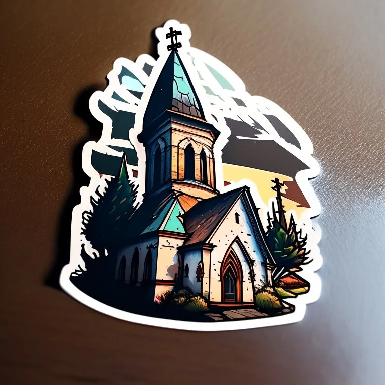 sticker of a church