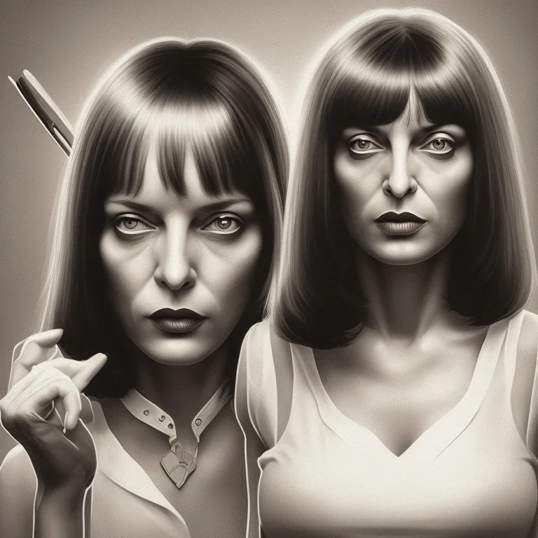 portrait, mia wallace, Pulp Fiction movie.