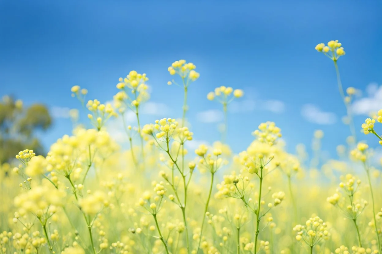 bottom half canola, detailed, top half sky, photography,