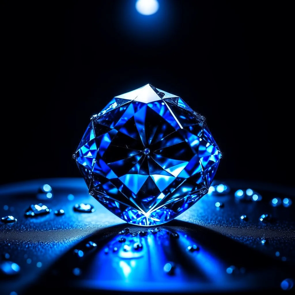 a beautiful blue diamond in a dark room