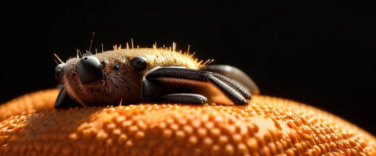 A national geographic award winning photograph of of a bat spider housefly station wagon hybrid in nature and on the hunt,skin color patterned like a poisinous incect or reptile, horrorcore, science gone crazy, in nature and on the hunt, 64k, reds, oranges, and yellows anatomically correct, 3d, organic surrealism, dystopian, photorealisitc, realtime, symmetrical, clean, 4 small compound eyes around two larger compound eyes, surr