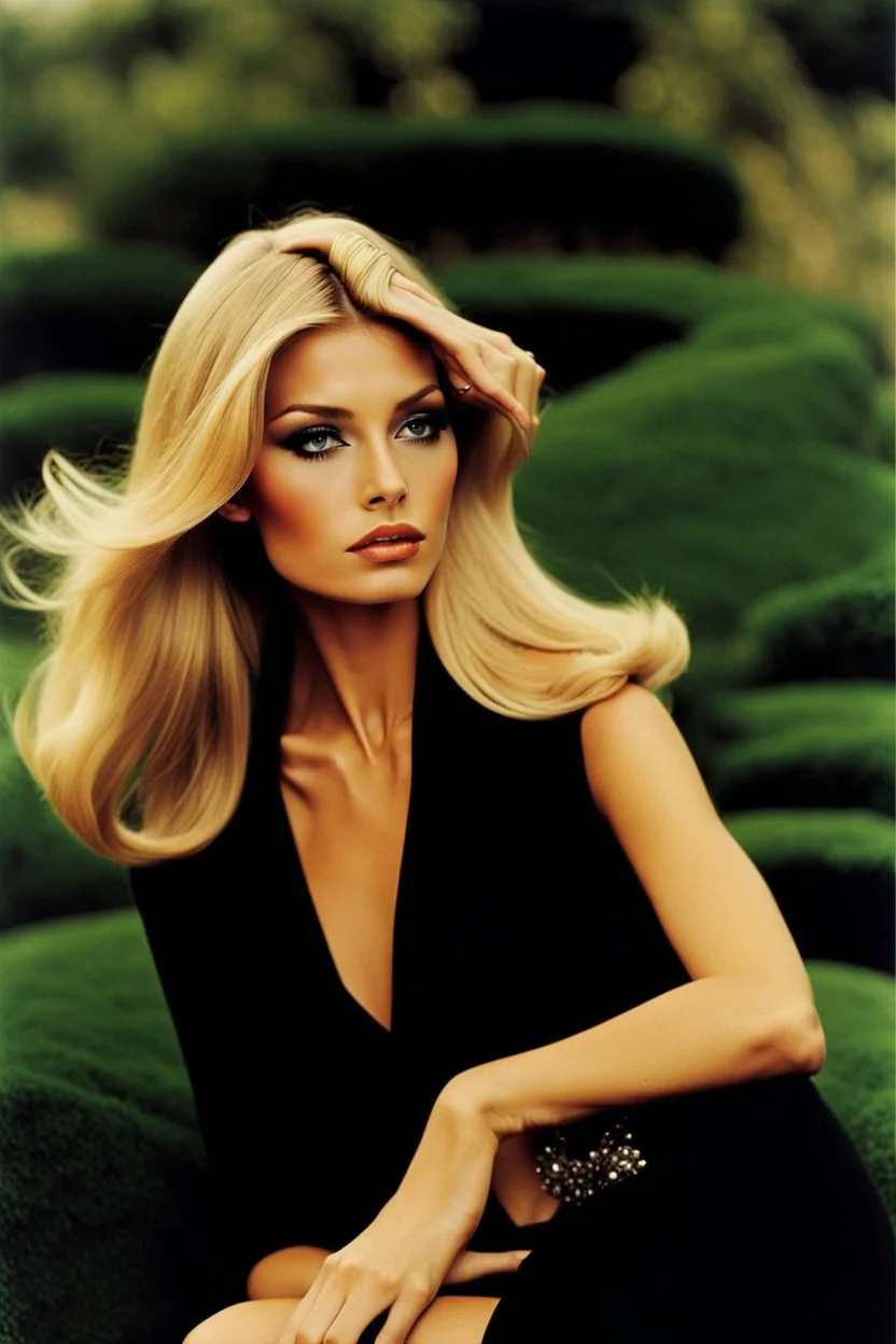 sixties fashion photography, natural young female, most beautiful female, longer light blonde hair, middle parting, beautiful like an undressed supermodel from the sixties, beautiful face, unbelievable sexy, space supermodel, helmut newton, polaroid colors, realistic, claudia schiffer, brigitte bardot, sharon tate, gigi hadid, chaterine deneuve