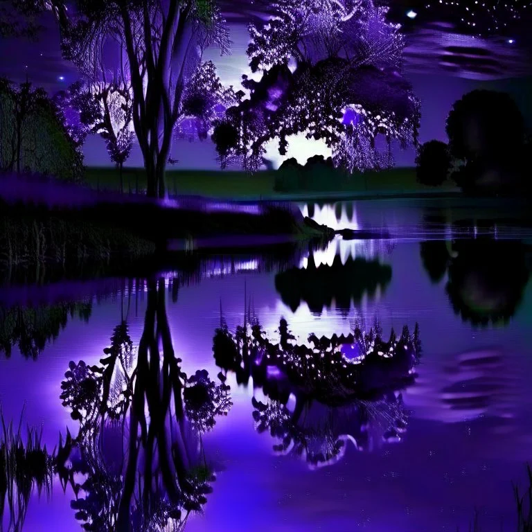 beautiful nighttime water mirrored dark purple