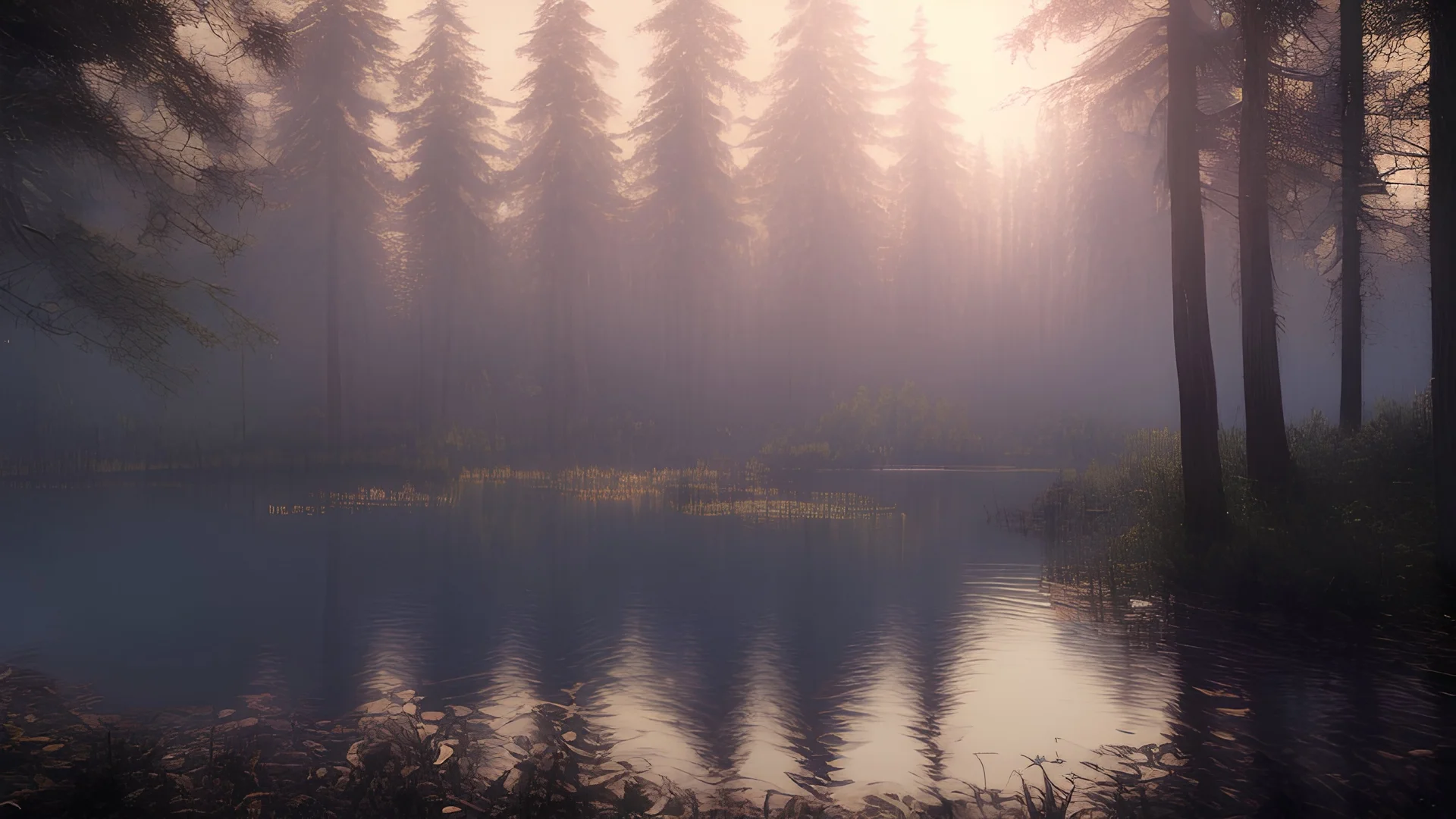 lake in a burning forest, sky View realistic, cyberpunk modern photorealistic, in the style of , Deviant art, sunlight, post-processing intricate details Octane elegant Unreal Engine cinematic fine details reflections