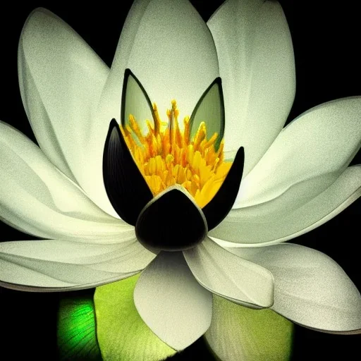 Lotus flower, iridescent, shimmer, beautiful, black background, studio lighting, photorealistic