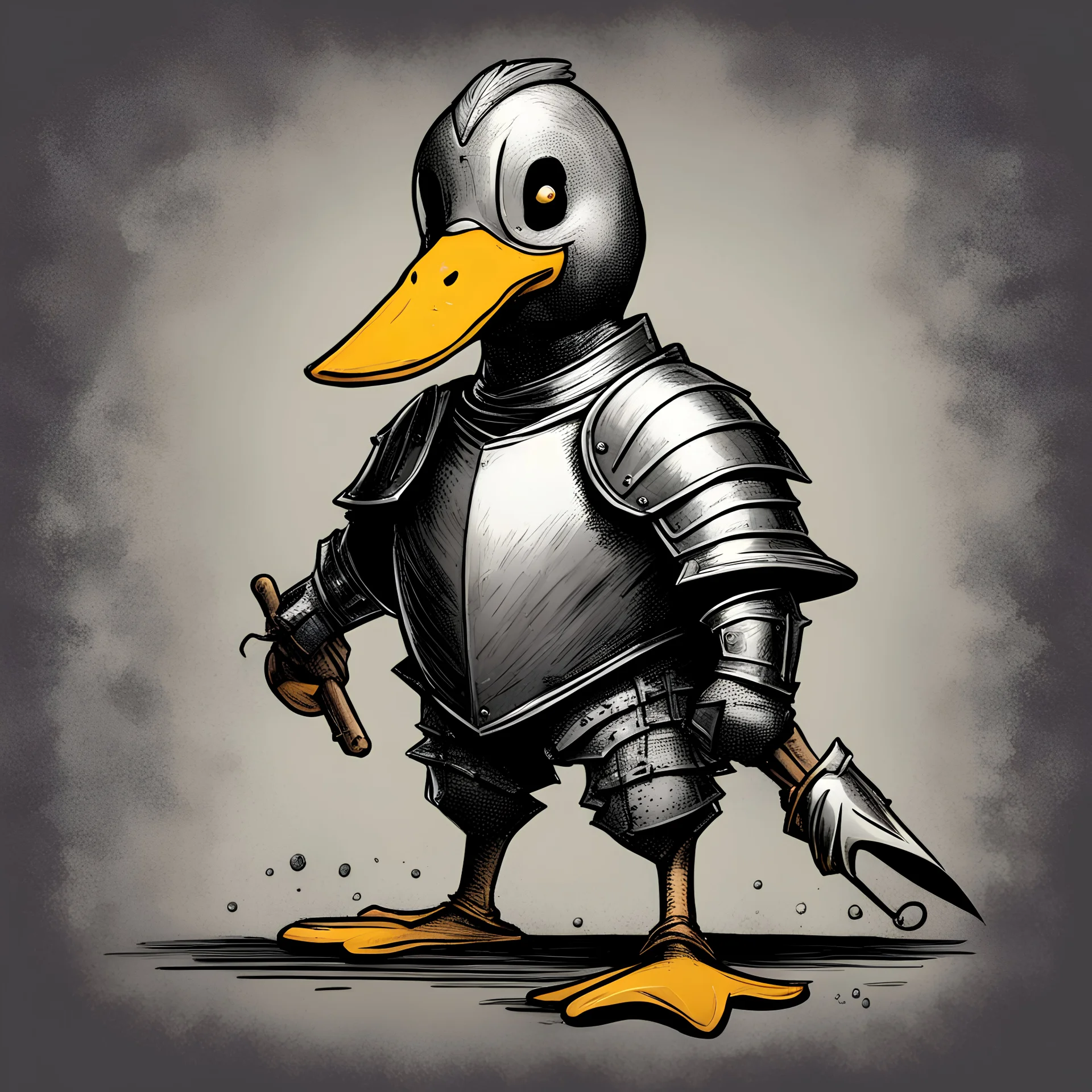 knight duck in Alan Moore art style