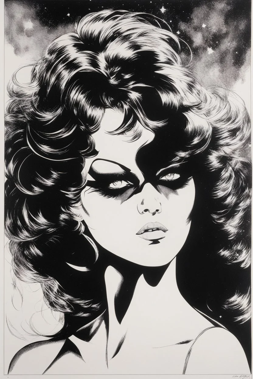 [Uschi Digard] Black Kiss #5 Original Art by Howard Chaykin (Vortex Comic, 1988). A more mild scene from Chaykin's limited series, which drew criticism in the late 1980s for its over the top images. Created in ink over Zipatone and graphite on Bristol board with an image