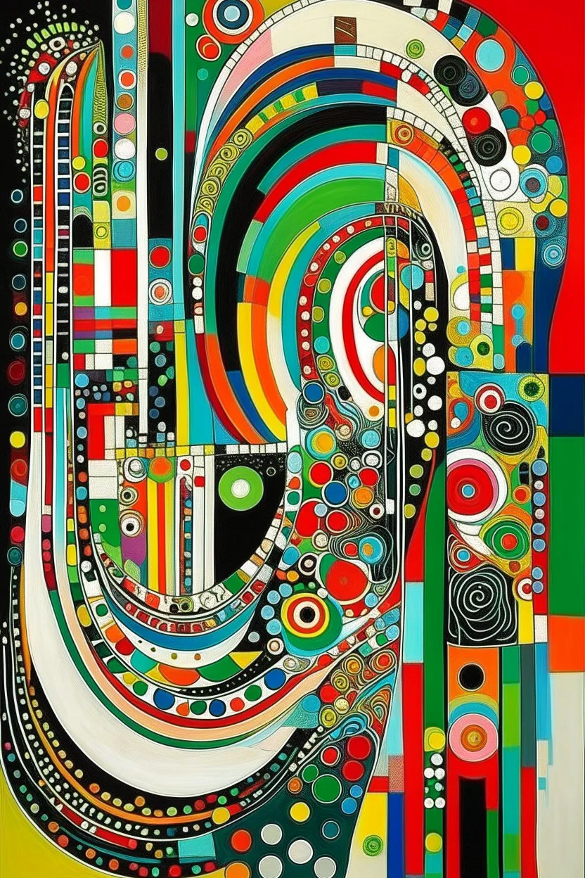 Bone Machine; Abstract art combining the form Kandinsky and the flow of Hundertwasser