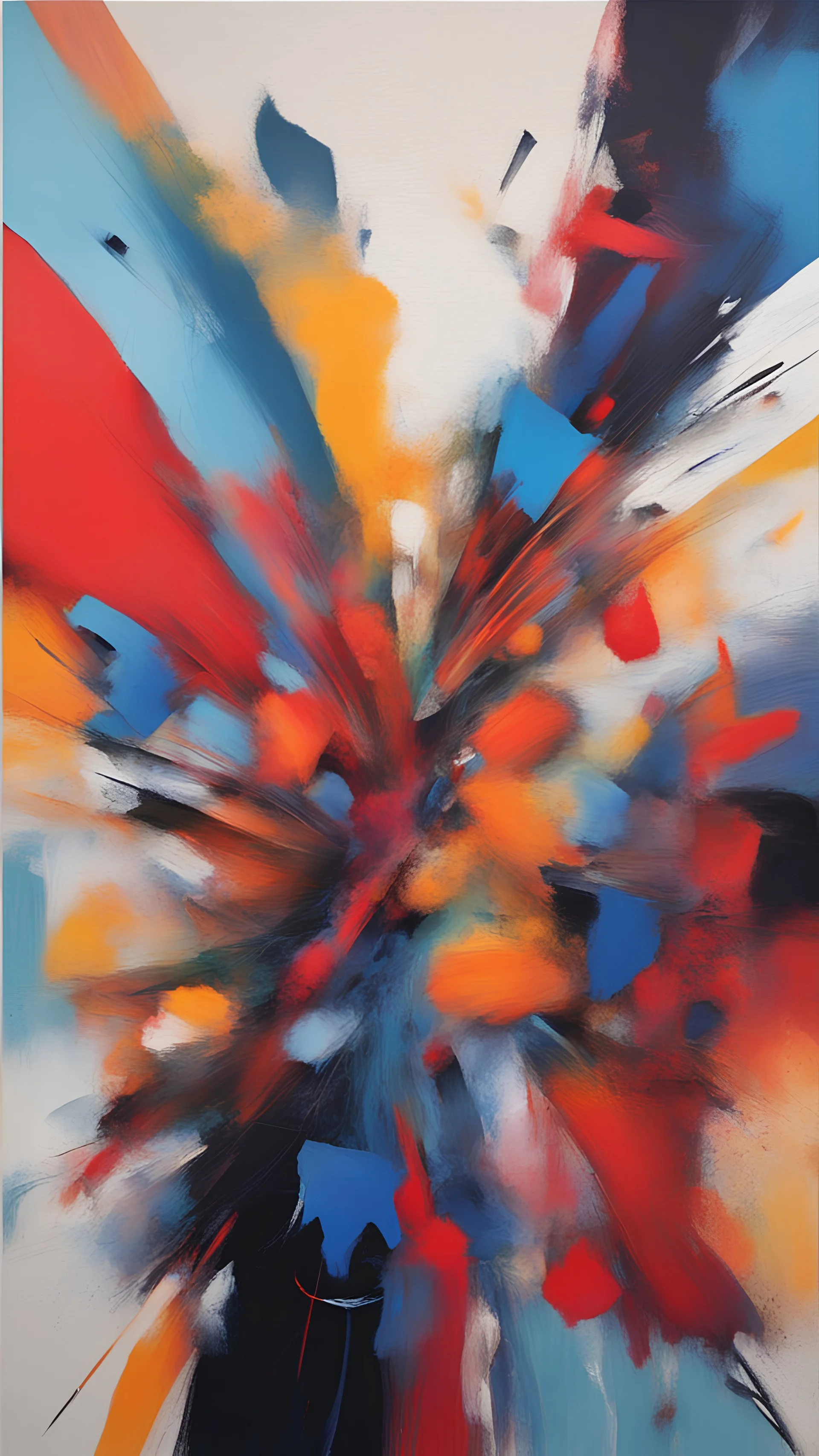 High Fashion show onto the podium. Trend: abstract painting 2024. fabric Bold colorful abstract painting Original stretched
