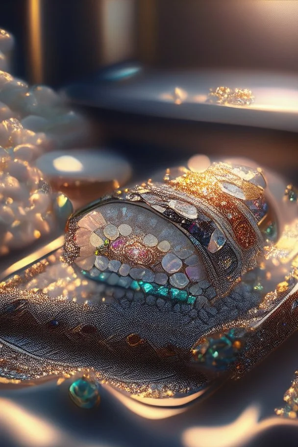 metallic sushi with gems and jewels on a lace blanket in a luxurious kitchen. sharp focus elegant extremely detailed intricate very attractive beautiful dynamic lighting fantastic view crisp quality exquisite detail in the sunshine