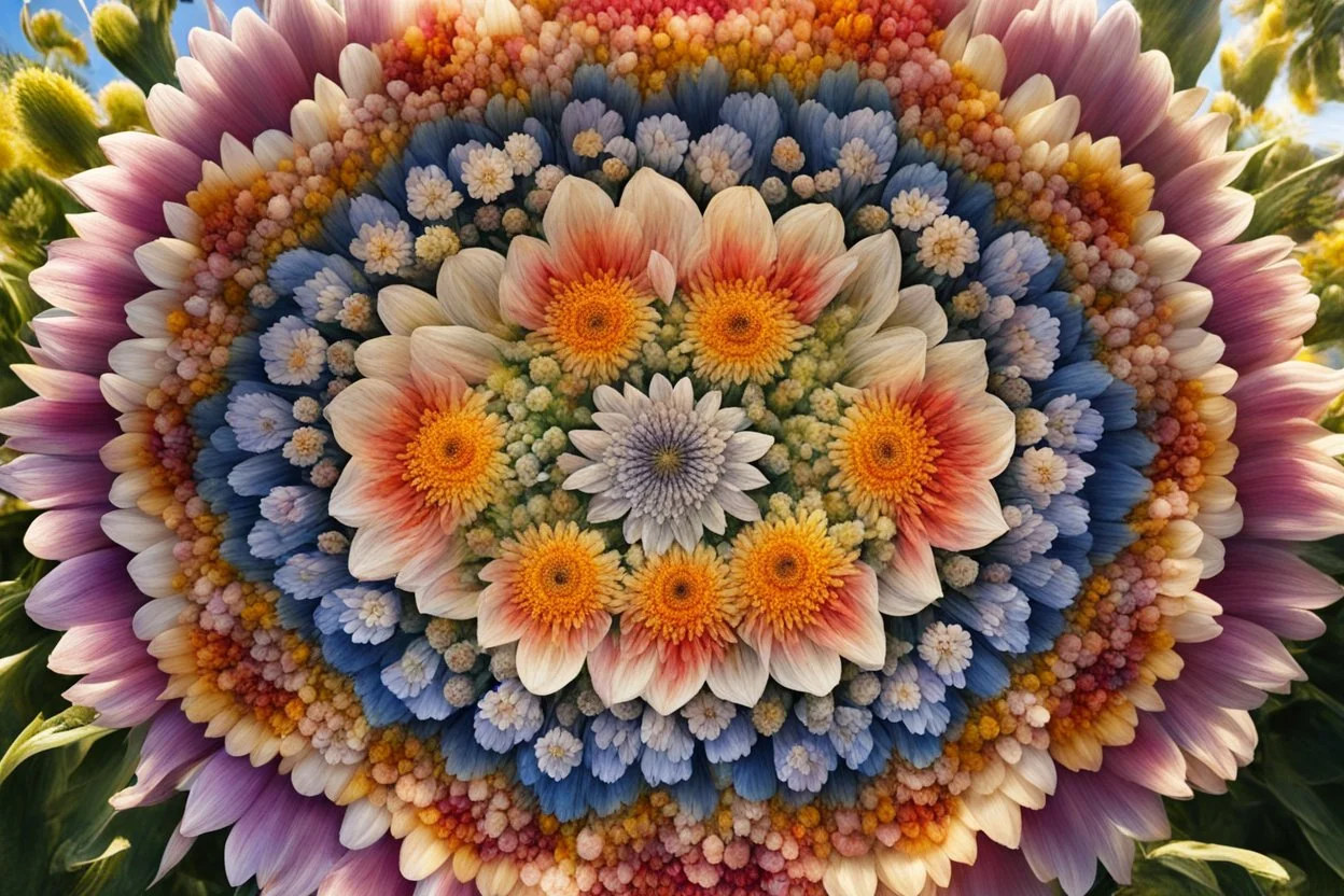 real flower mandala in sunshine