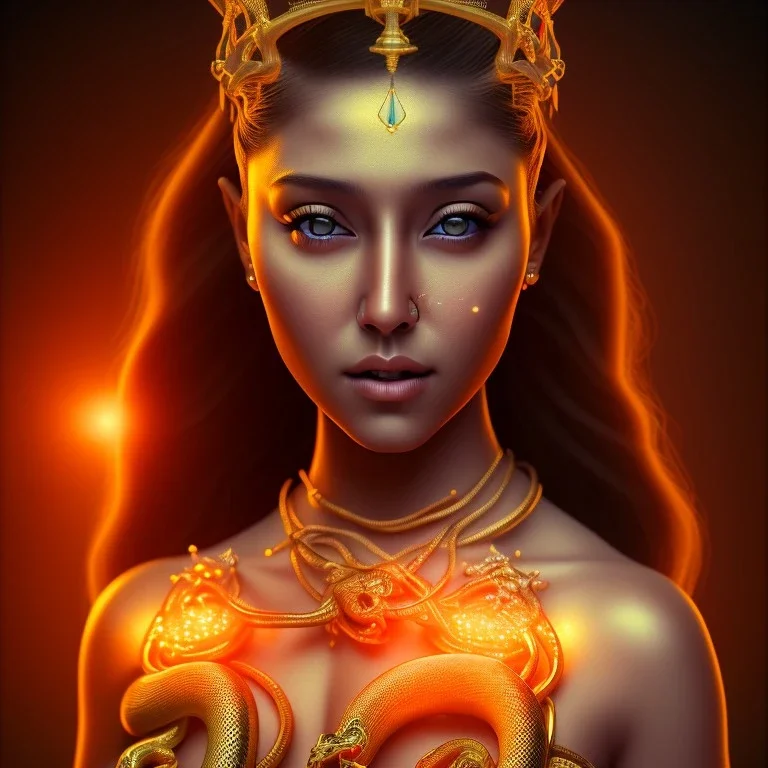  actress nayanthara, by Mahmoud Sai, Cartographic, Circuitry, Golden Hour, Closeup-View, 16k, Lumen Global Illumination, Diffraction Grading , diamonds on crown , snake goddess