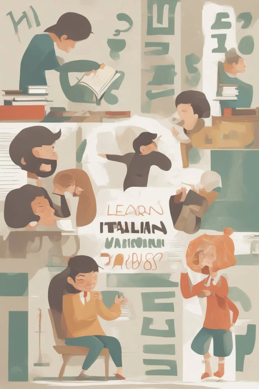 Imparare l'italiano. Gli studenti imparano la lingua sullo sfondo dell'alfabeto italiano