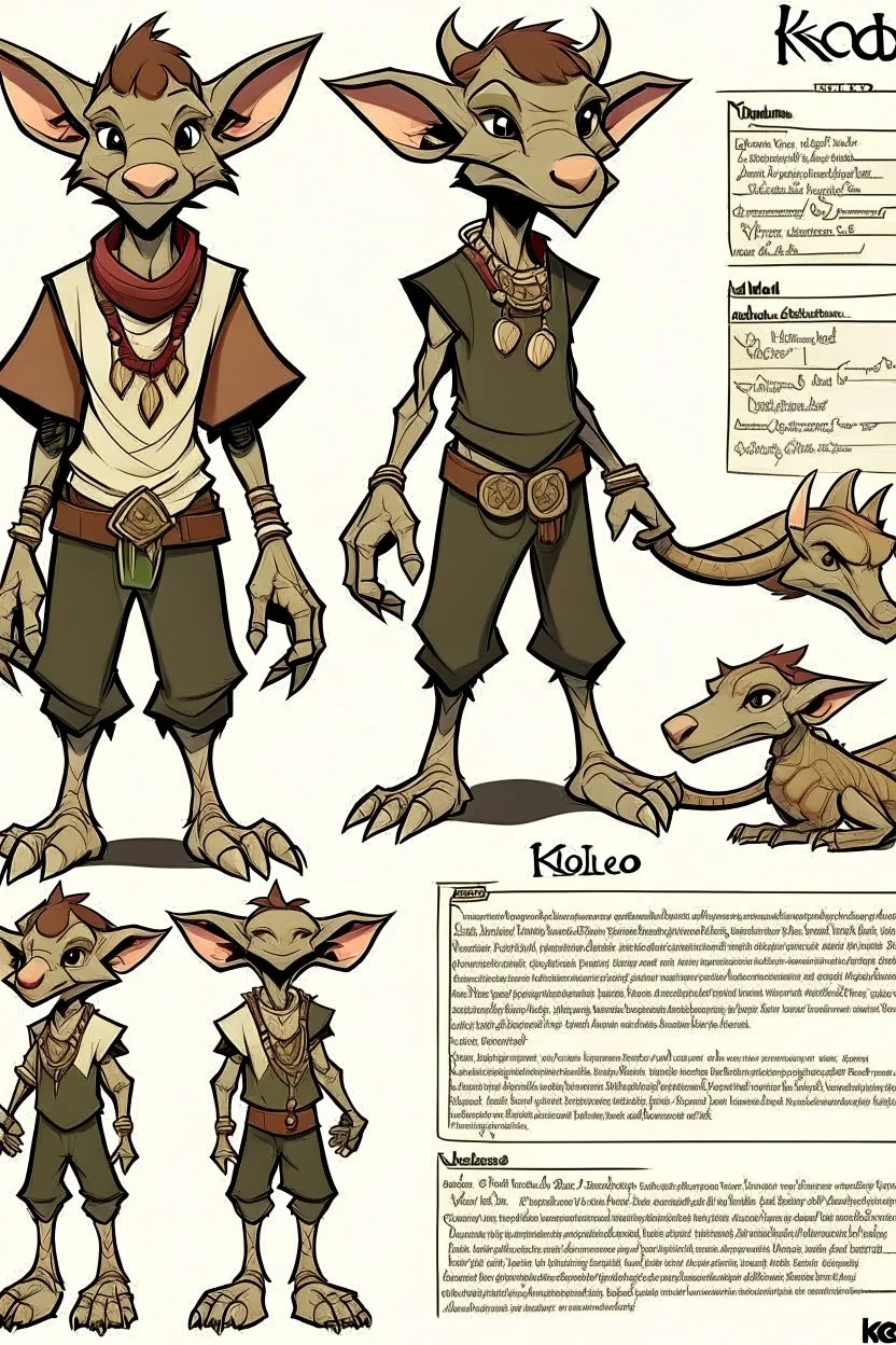 a kobold OC reference sheet